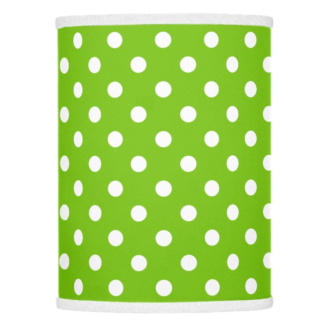 Apple green and white polkadots pattern lamp shade (Front)