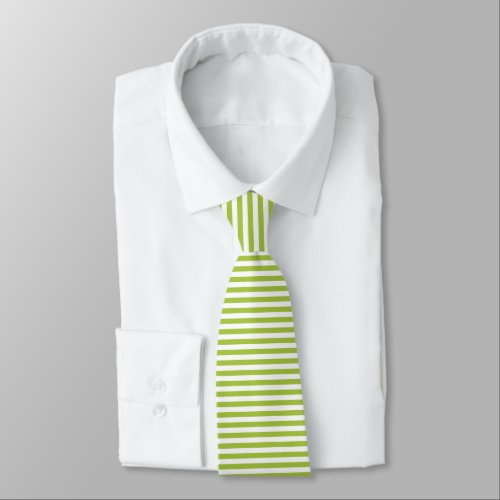 Apple Green and White Stripes Neck Tie