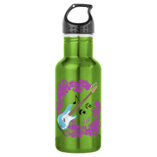 Apple Green Bass Guitar Purple Swirl Water Bottle