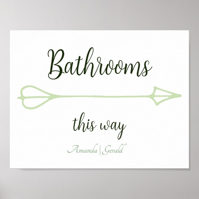 Apple Green Bathrooms This Way Arrow Poster (Front)