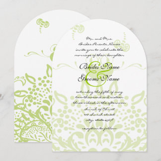 Apple Green Bees and Hearts Wedding Invitation