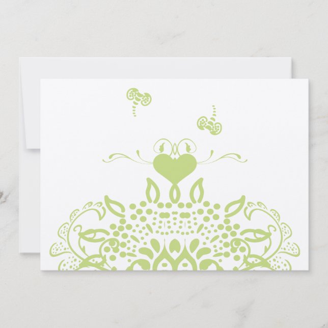 Apple Green Bees and Hearts Wedding Response Invitation (Front)