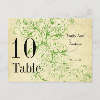 Apple Green & Black Birds Swirl Table Number