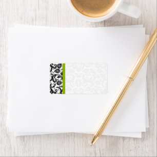 Apple Green & Black Damask Dots Shipping Label