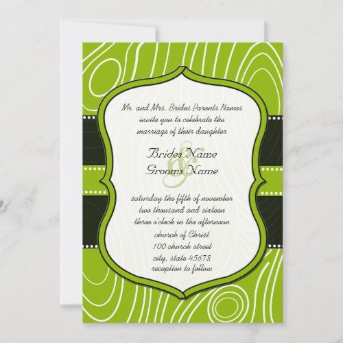 Apple Green Black Vintage Wood Grain Wedding Invitation