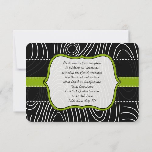 Apple Green Black Wood Grain Reception Card