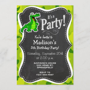 Apple Green Camo; Alligator, Gator Invitation