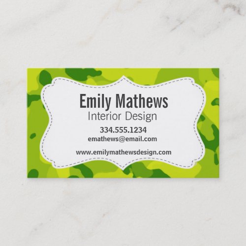 Apple Green Camo; Camouflage Business Card