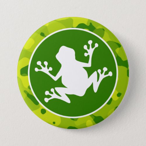 Apple Green Camo Frog Pinback Button