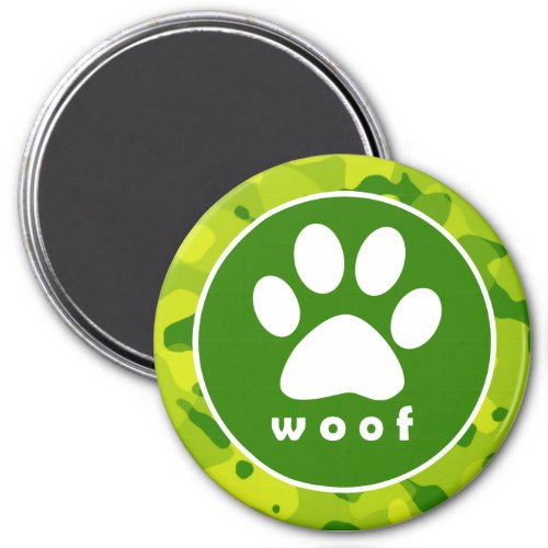 Apple Green Camo Paw Print Magnet