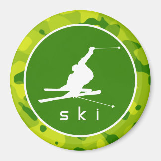 Apple Green Camo; Snow Ski Magnet