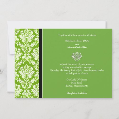 Apple Green Classic Damask Wedding Invitation