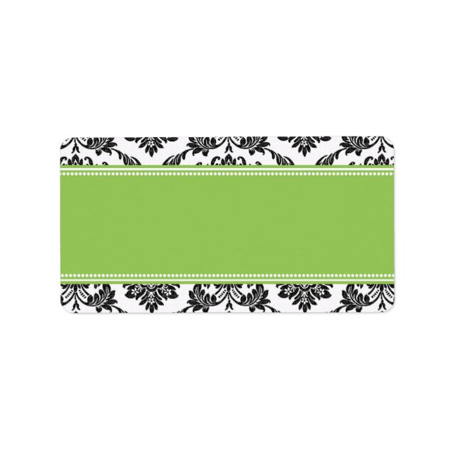 Apple Green Damask Wedding Address Labels (Front)