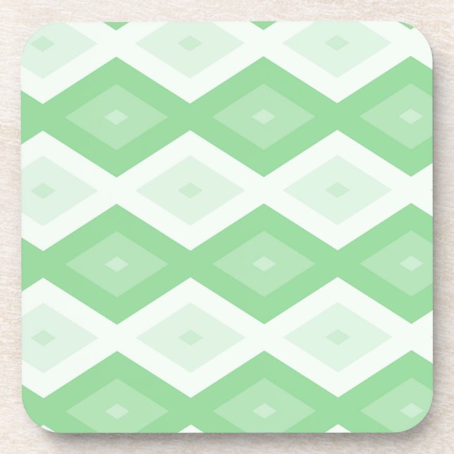 Apple green diamond pattern beverage coaster (Front)