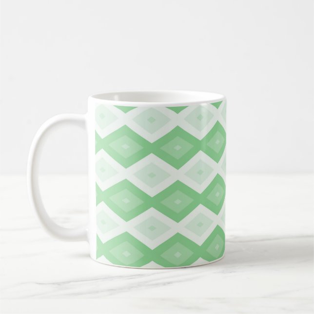 Apple green diamond pattern coffee mug (Left)