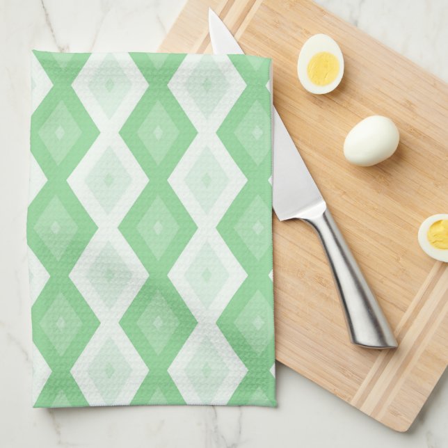 Apple green diamond pattern kitchen towel (Quarter Fold)