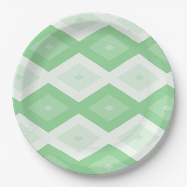 Apple green diamond pattern paper plates (Front)