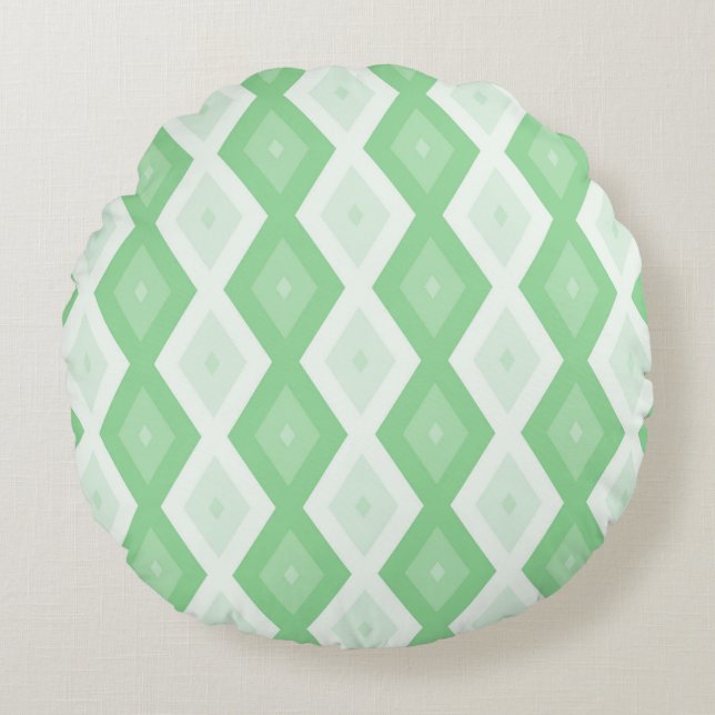 Apple green diamond pattern round pillow (Front)