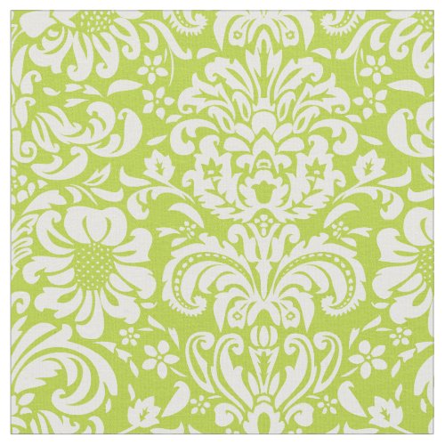 Apple Green Floral Damask Fabric