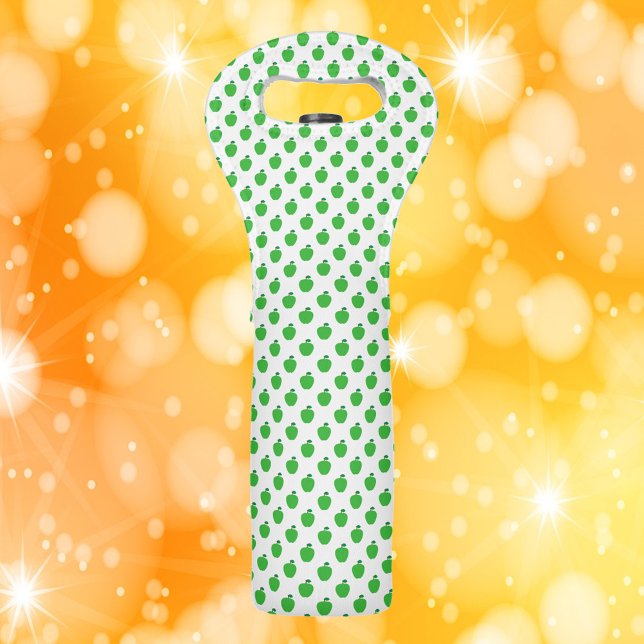 Apple Green Fruit Pattern Wine Bag (A wine bag with a pattern of green apples)