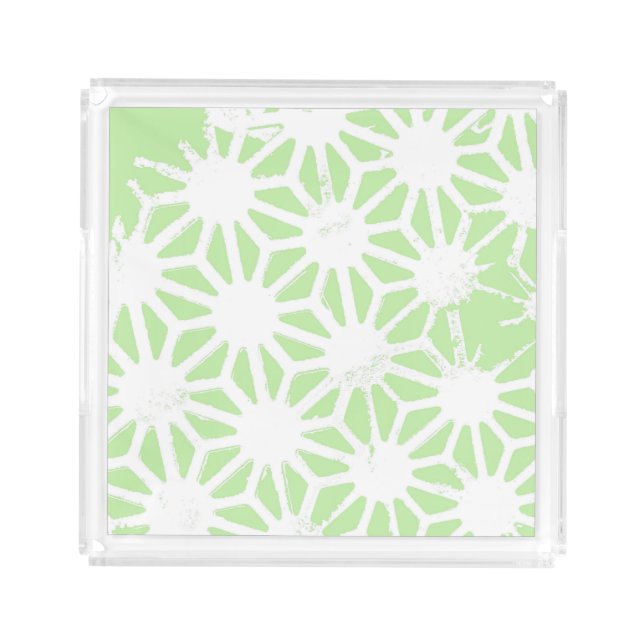 Apple green geometric pattern acrylic tray (Front)