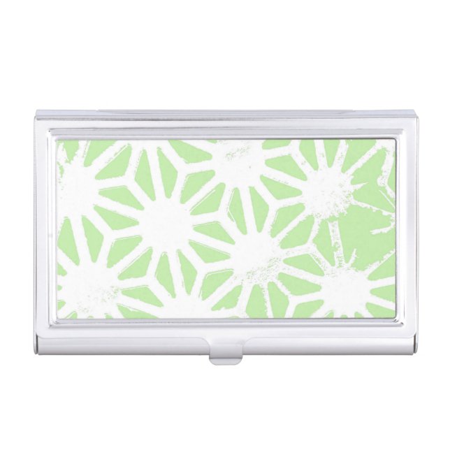 Apple green geometric pattern business card case (Front)