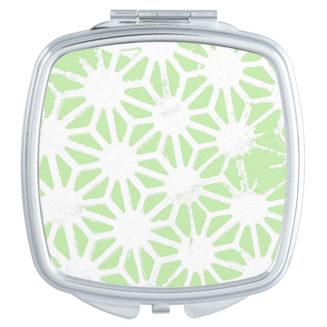 Apple green geometric pattern compact mirror (Front)