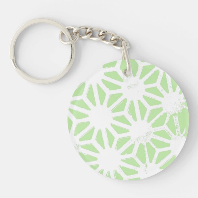 Apple green geometric pattern keychain (Front)