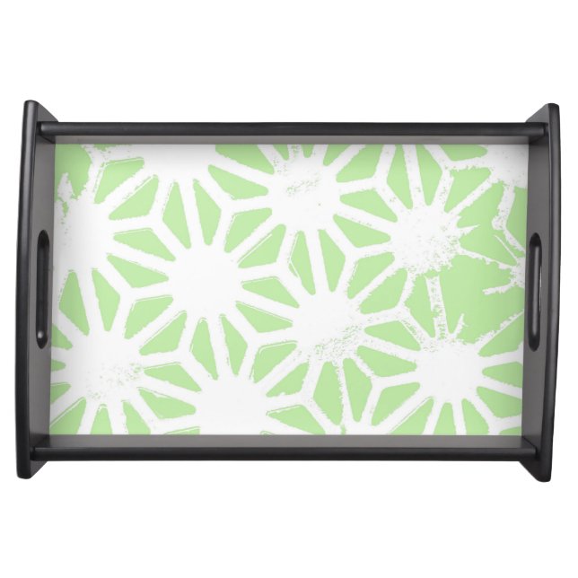 Apple green geometric pattern serving tray (Front)