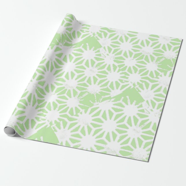 Apple green geometric pattern wrapping paper (Unrolled)