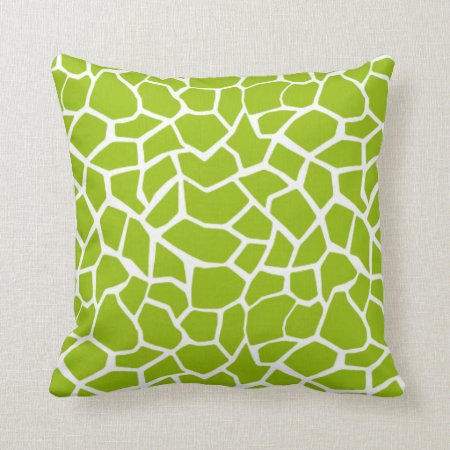 Apple Green Giraffe Animal Print Throw Pillow