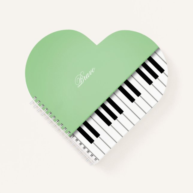 Apple Green Grand Piano Music Keyboard Custom Notebook (Front)