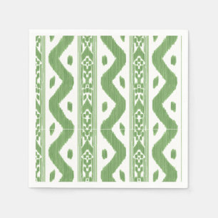Apple Green Ikat, Garden Bar Stripe Napkins