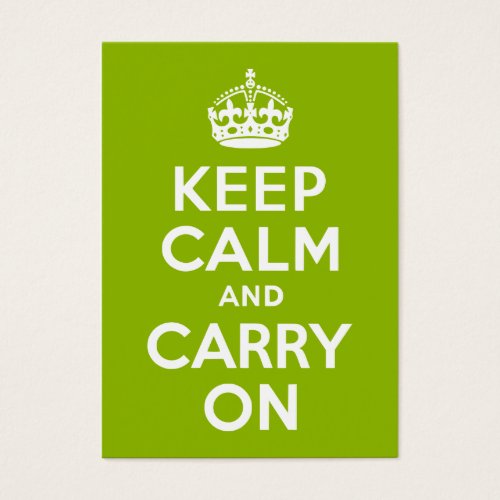 Apple Green Keep Calm and Carry On Business Card Template