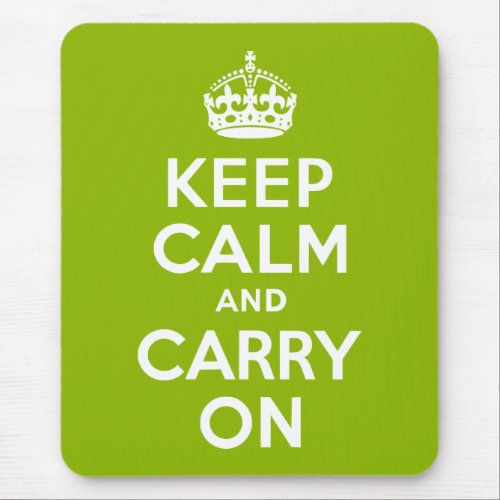 Apple Green Keep Calm and Carry On Mouse Pad