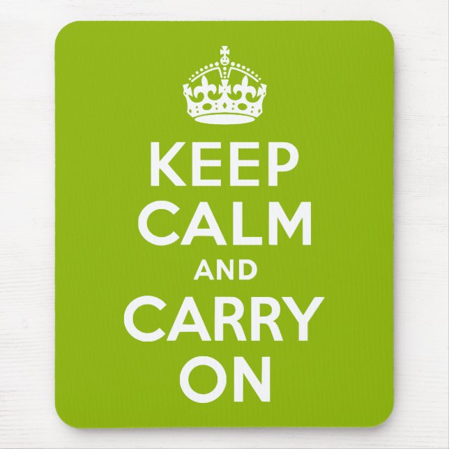 Apple Green Keep Calm and Carry On Mouse Pad (Front)