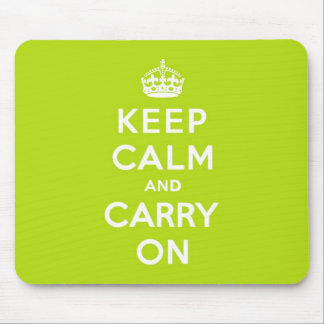 Apple Green Keep Calm and Carry On Mouse Pad