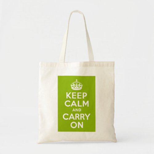 Apple Green Keep Calm and Carry On Tote Bag