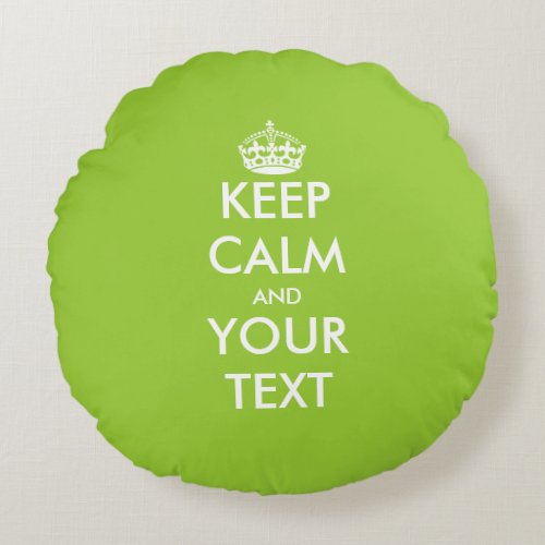 Apple green keep calm carry on round throw pillow