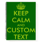 Apple green Keep Calm notebook | Personalized text