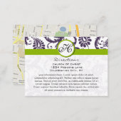 Apple Green Lapis Purple Damask Wedding Info Cards (Front/Back)