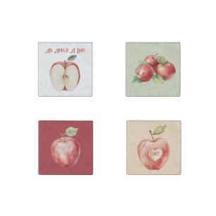 Apple Green Leaf Fruit Stone Magnet