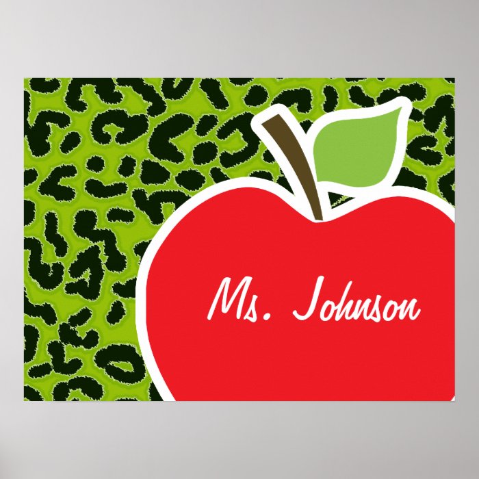 Apple Green Leopard Animal Print; Teacher