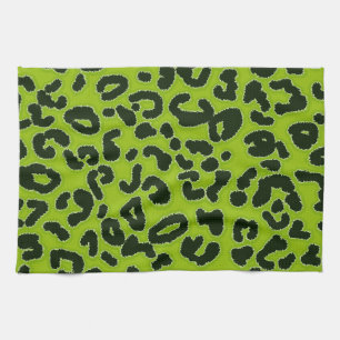 Apple Green Leopard Animal Print Towel