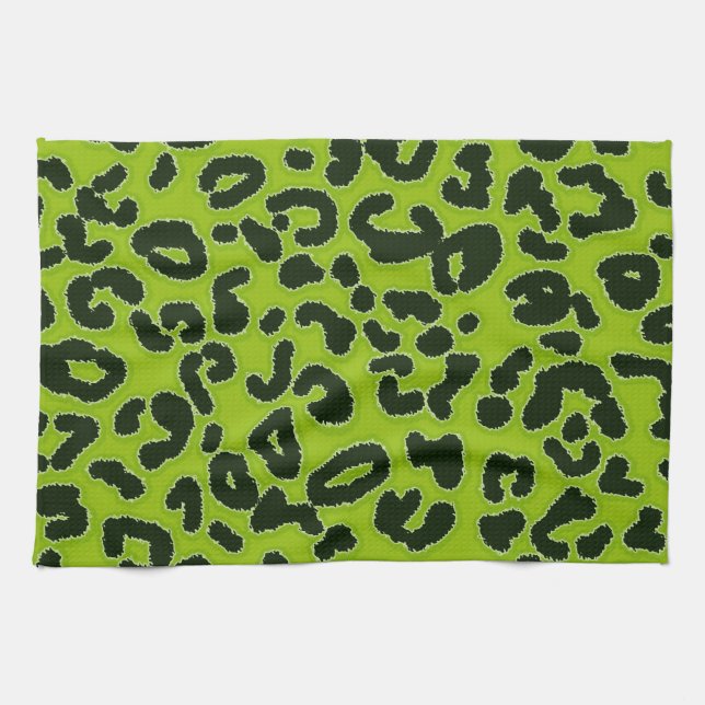 Apple Green Leopard Animal Print Towel (Horizontal)