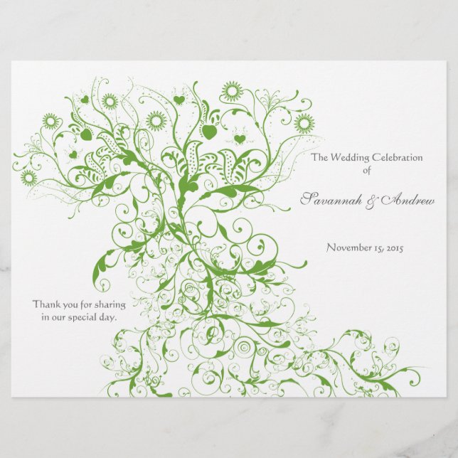 Apple Green Love Bird Swirls Program (Front)