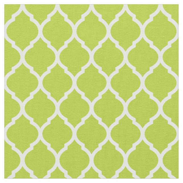 Apple Green Moroccan Quatrefoil Fabric (Close Up)