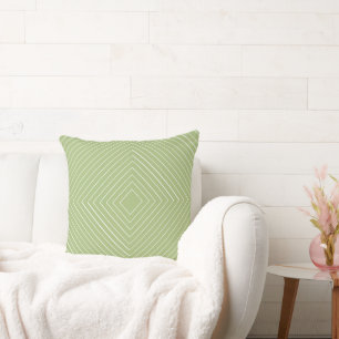 apple green Nested Thin White Squares Tribal Throw Pillow