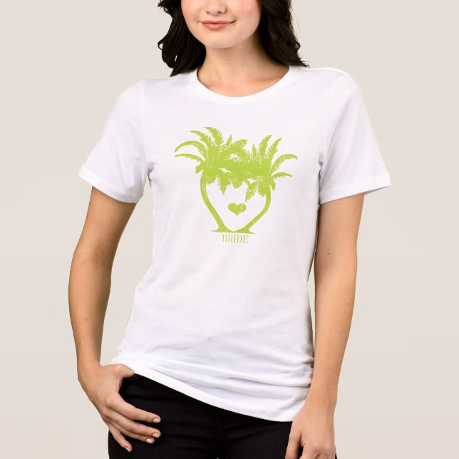 Apple Green Palm Tree Beach Wedding Tri-Blend Shirt (Front)