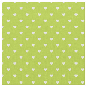 Apple Green Polka Dot Hearts Fabric